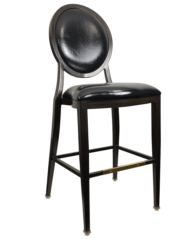 BS-930 Astoria Aluminum Bar Stool Frame #25 Espresso Walnut Seat & Back Naugahyde English Pub Black (1)